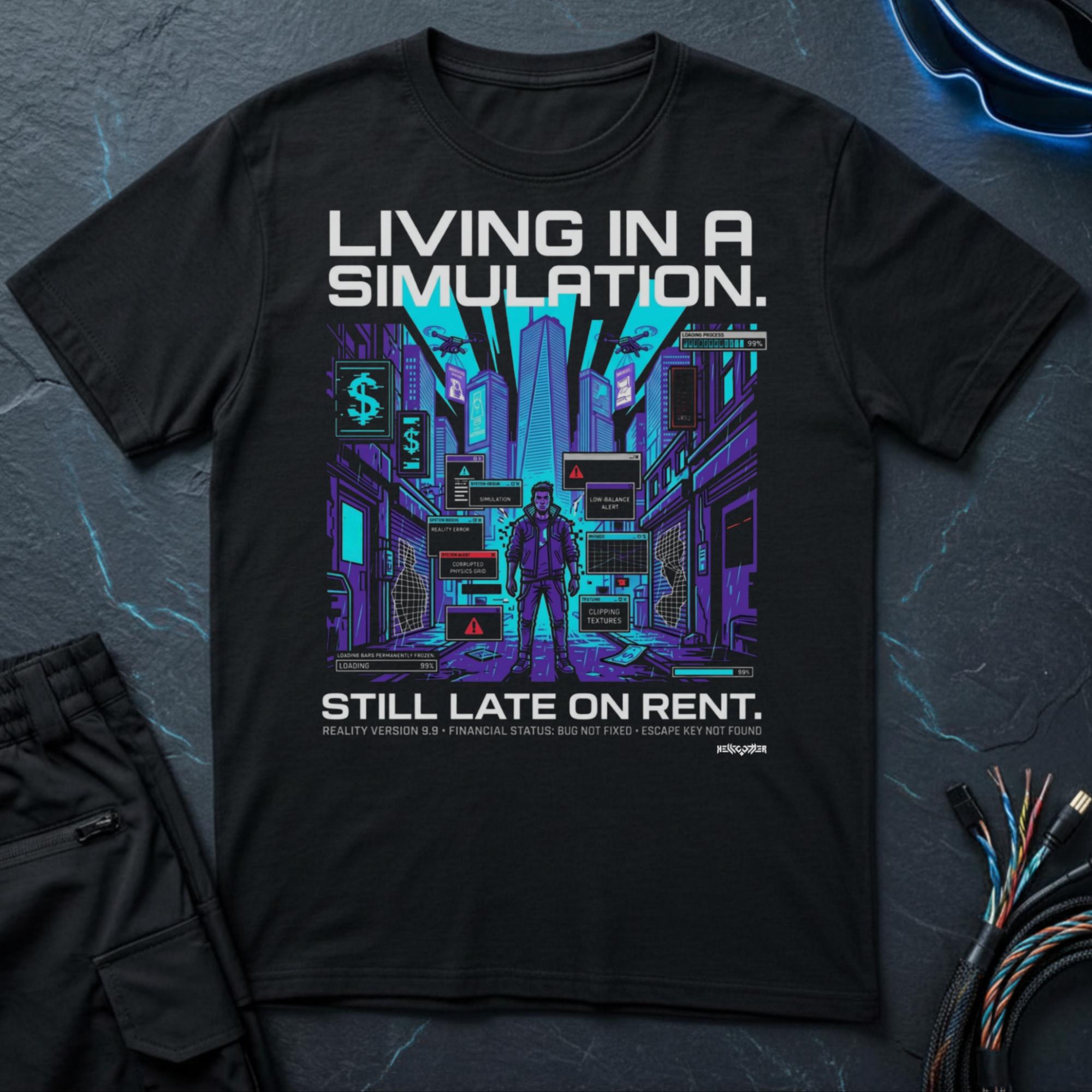 Living in a Simulation - Still Late on Rent T-Shirt