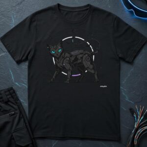 Black Cat Robot T-Shirt